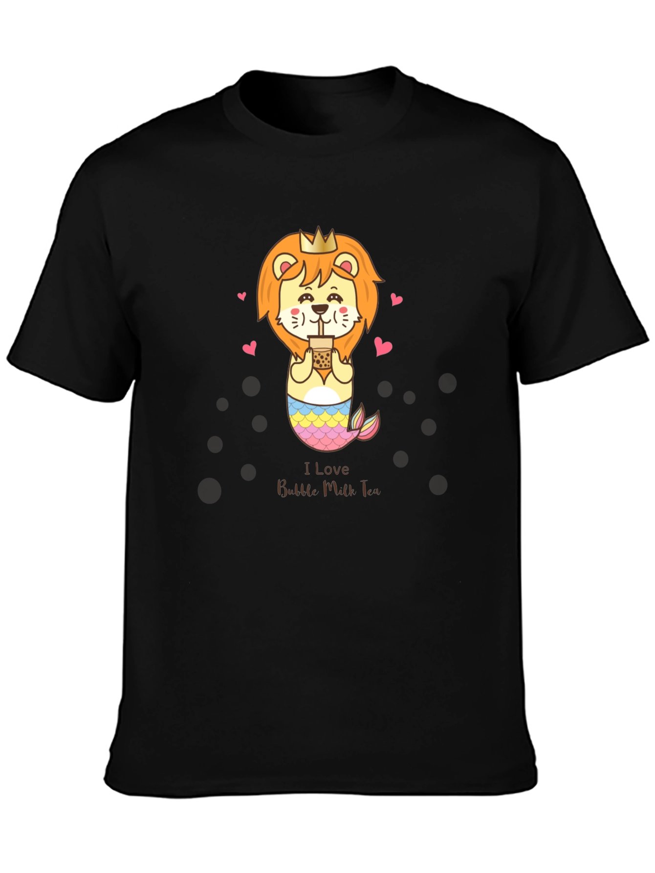 Cute Lion Mermaid Bubble Tea Graphic Tee