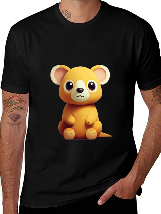 Cute Cartoon Mouse Graphic Tee - Soft Black Cotton Shirt