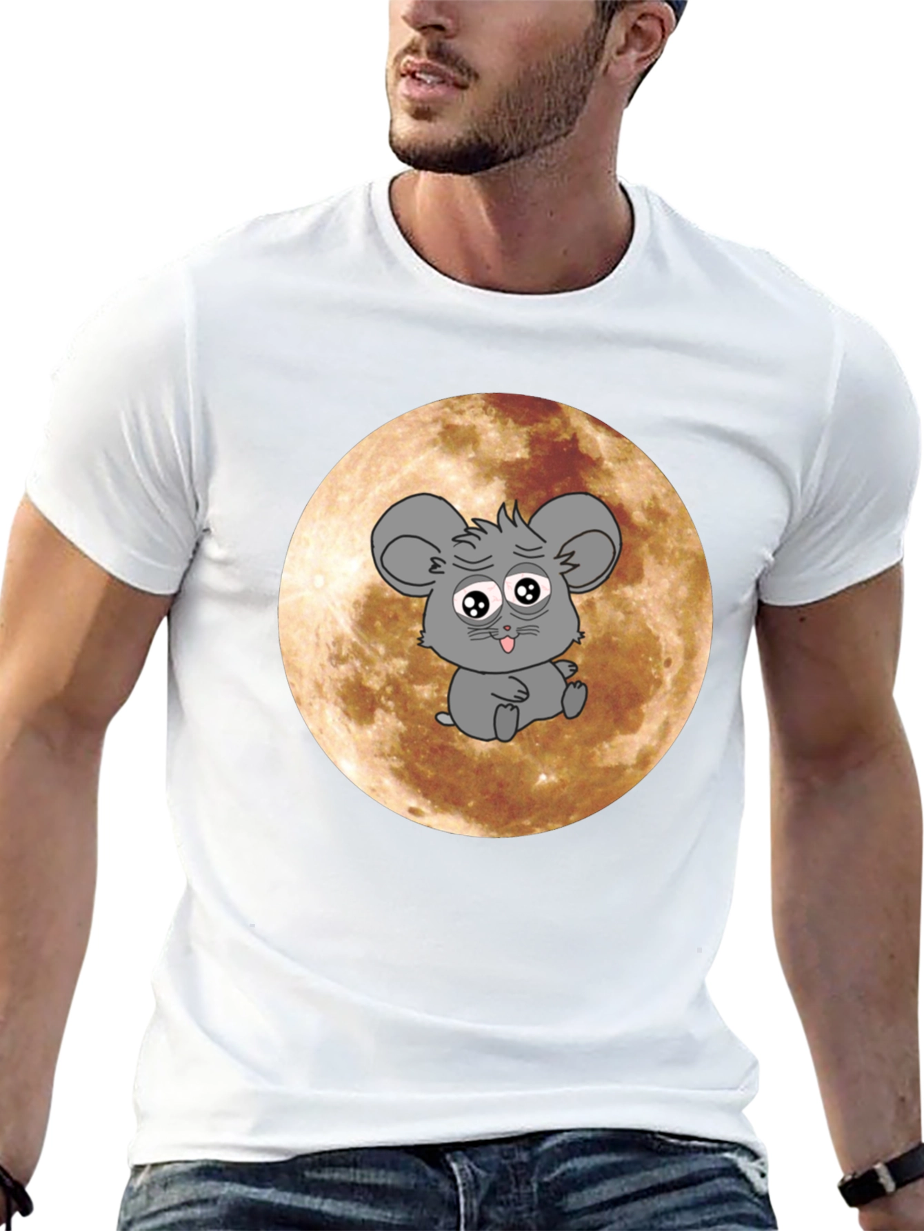 Cartoon Mouse Graphic Tee - Black Cotton T-Shirt
