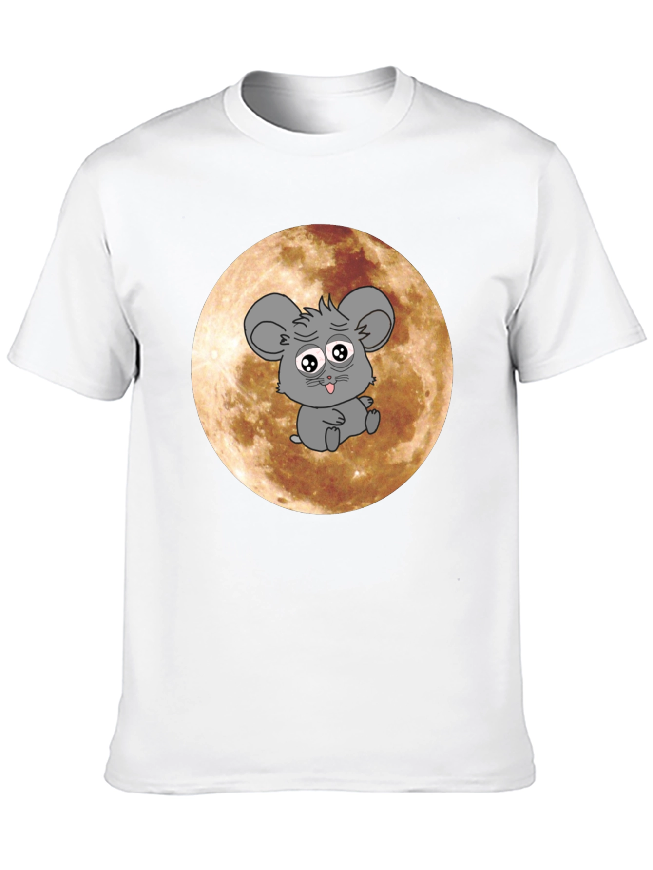 Cartoon Mouse Graphic Tee - Black Cotton T-Shirt