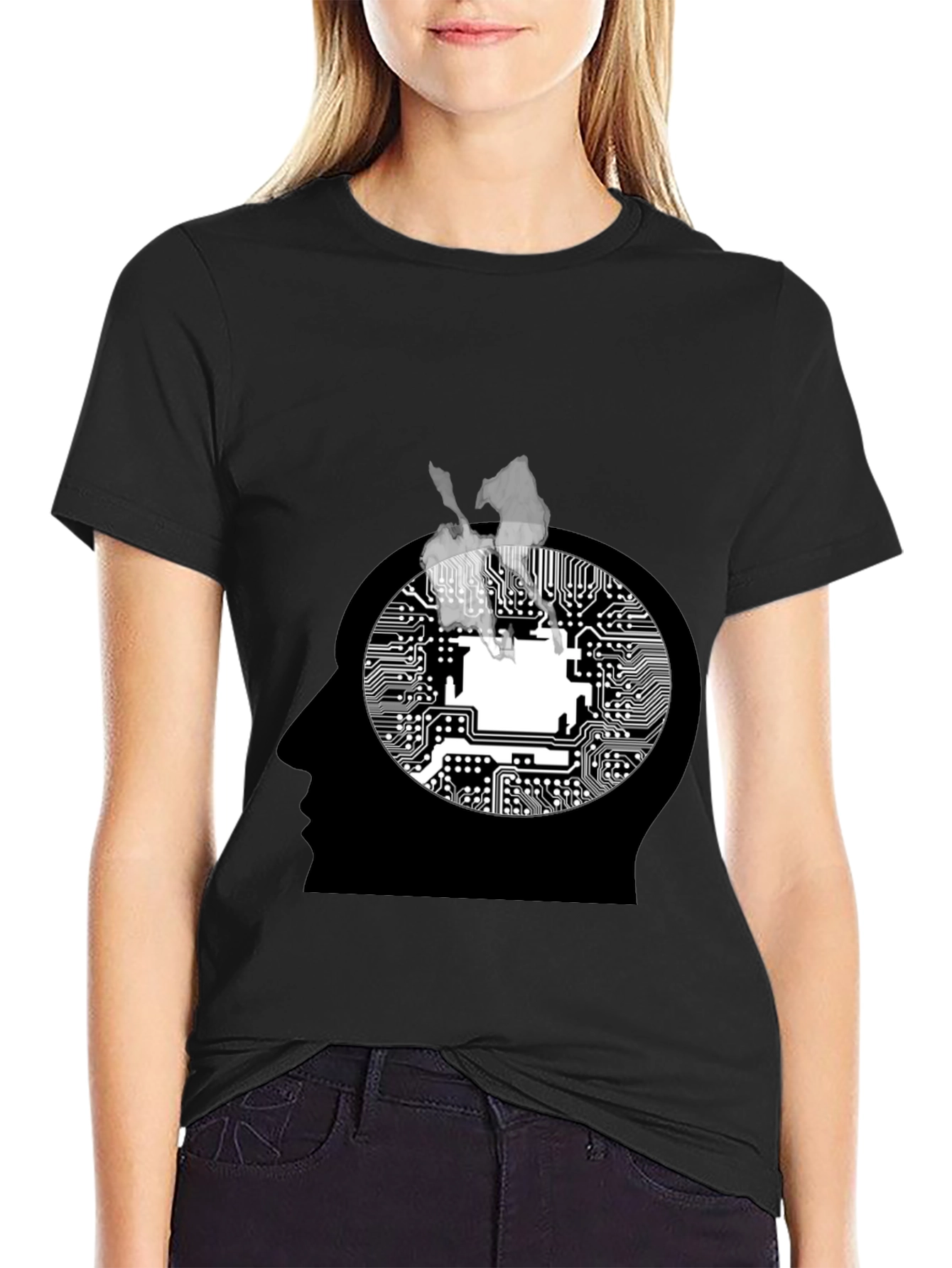 Tech Mind T-Shirt: Circuit Board Brain Design