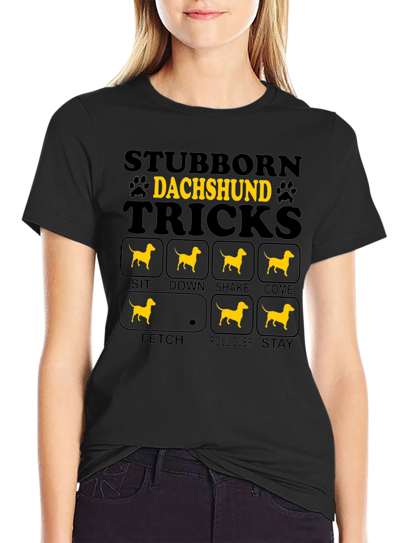 Stubborn Dachshund Tricks Graphic T-Shirt