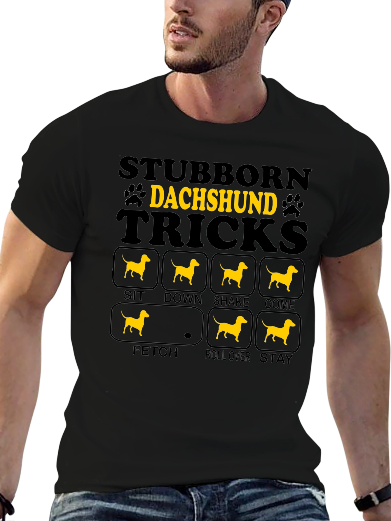 Stubborn Dachshund Tricks Graphic T-Shirt