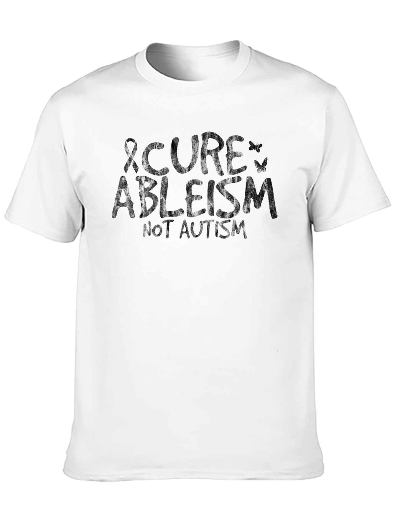 Cure Ableism Not Autism Black Graphic Tee