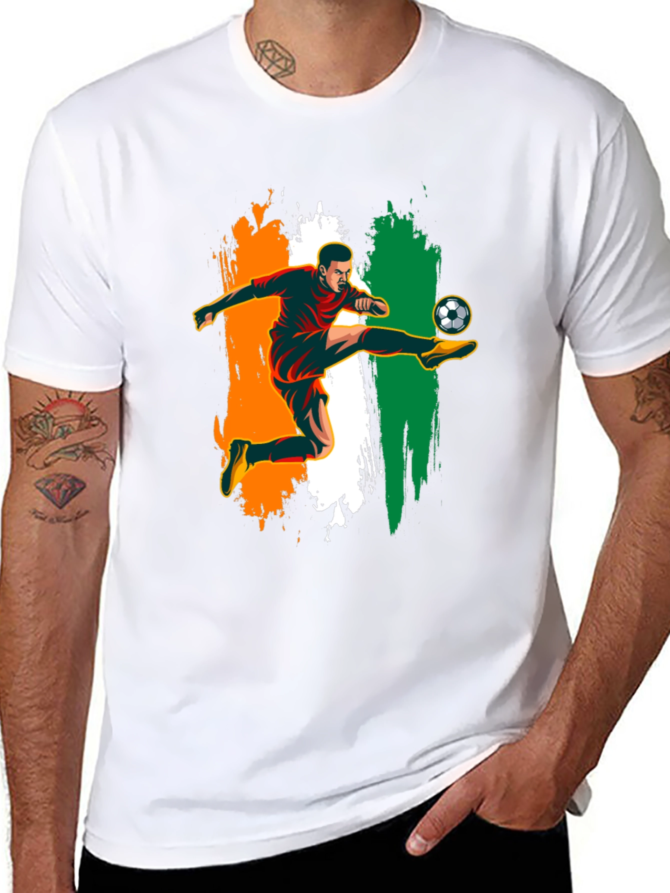 Soccer Player Graphic Black T-Shirt