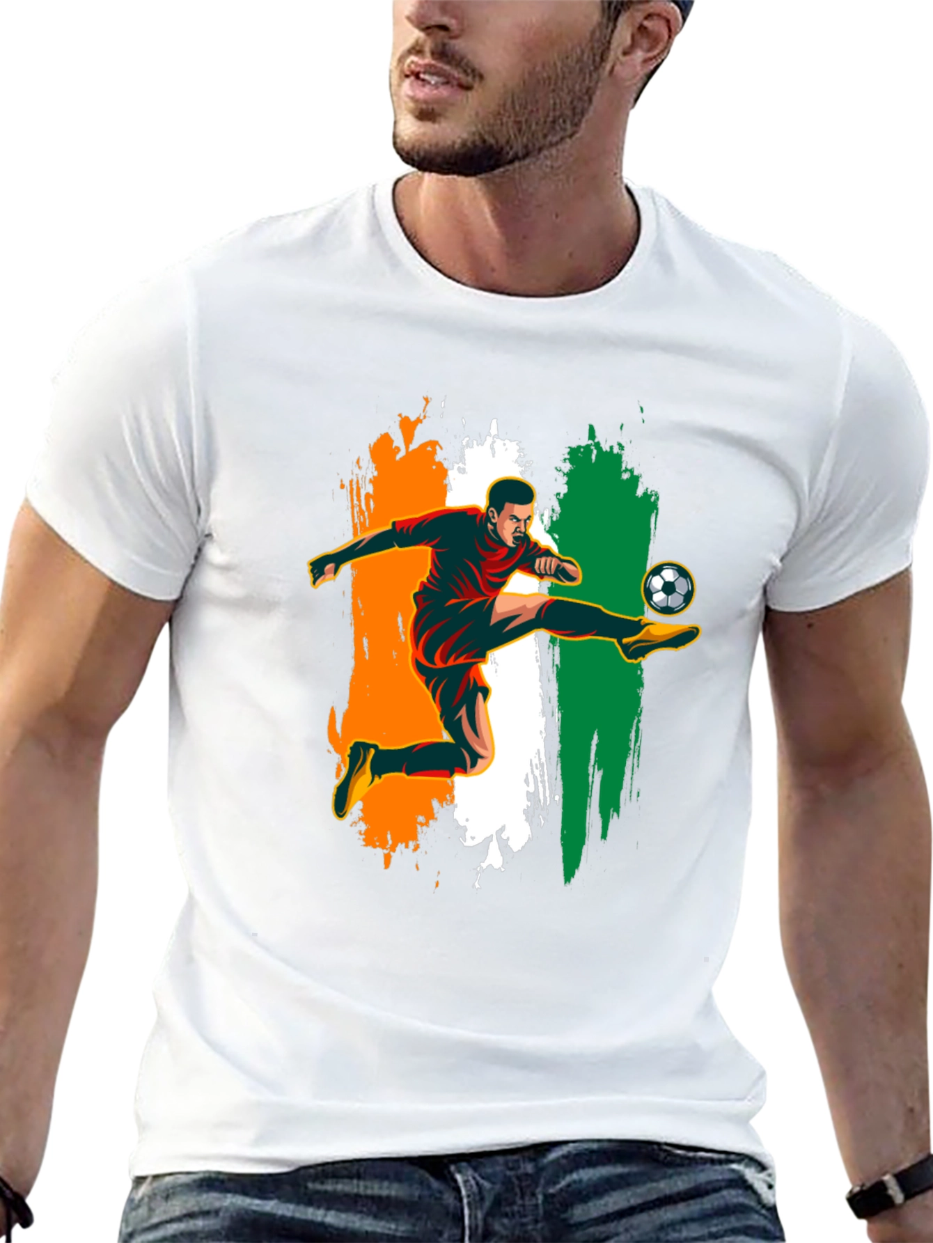 Soccer Player Graphic Black T-Shirt