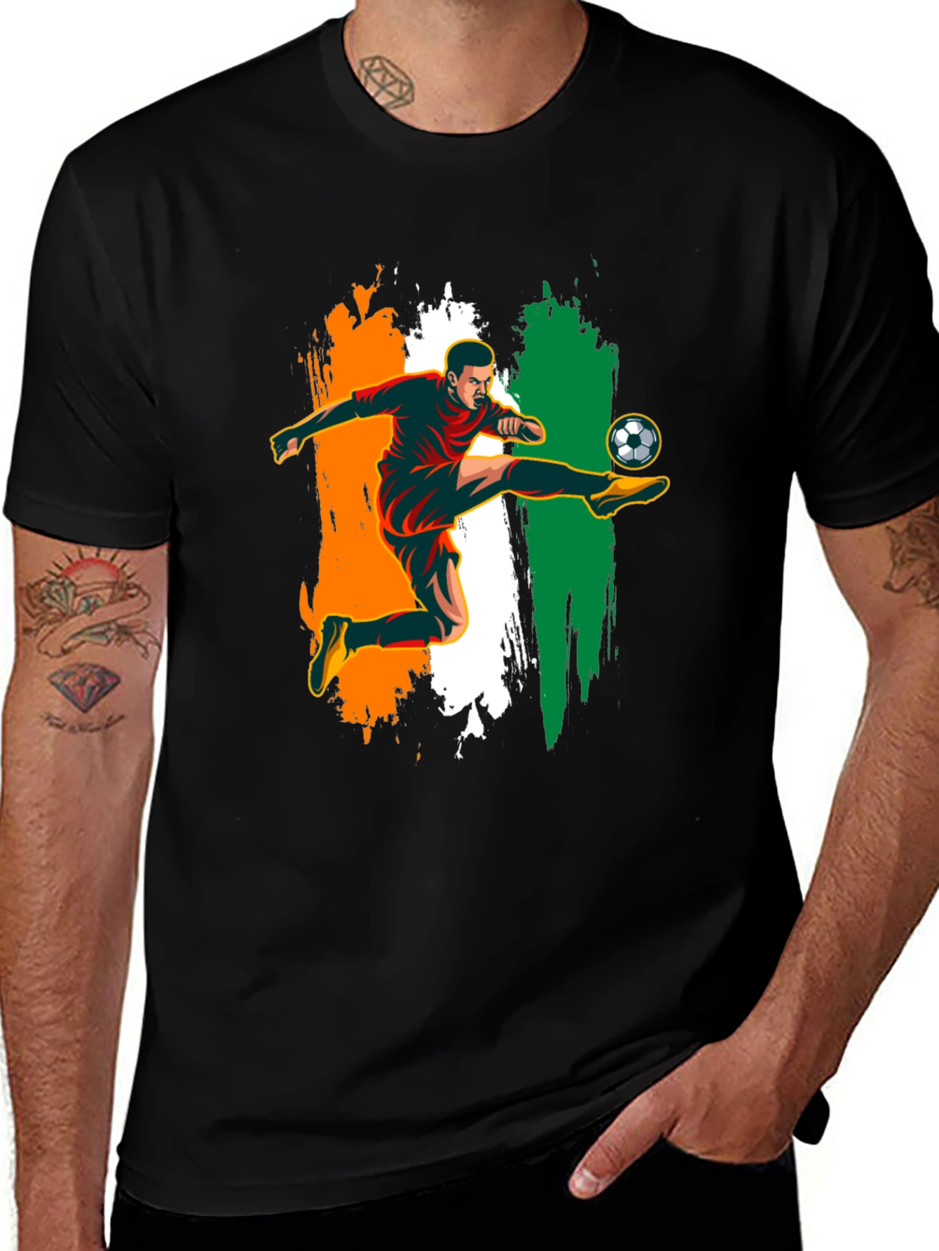 Soccer Player Graphic Black T-Shirt