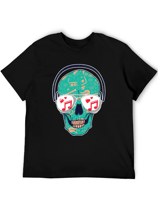 Skull with Headphones Graphic T-Shirt