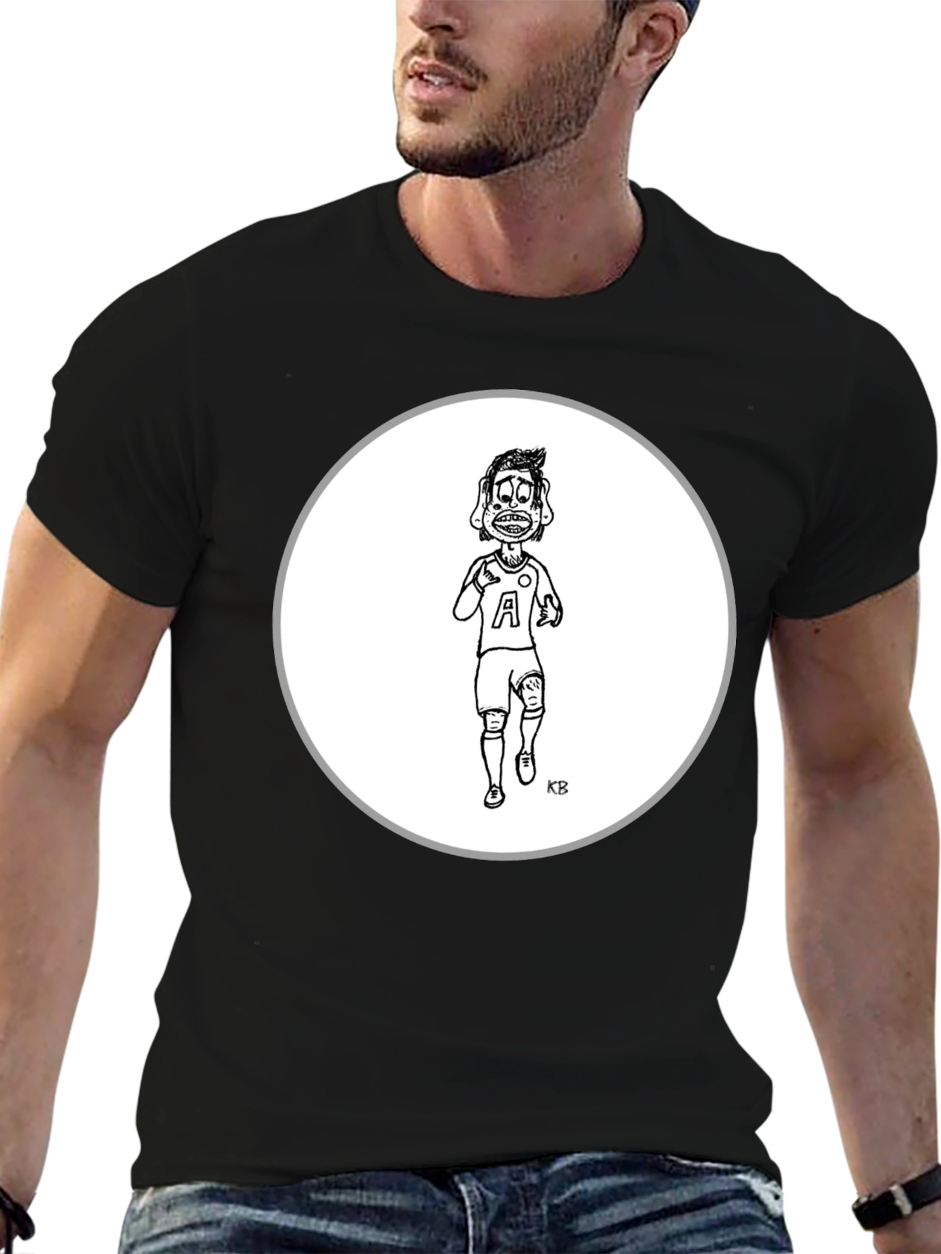 Cartoon Character Tee - Black