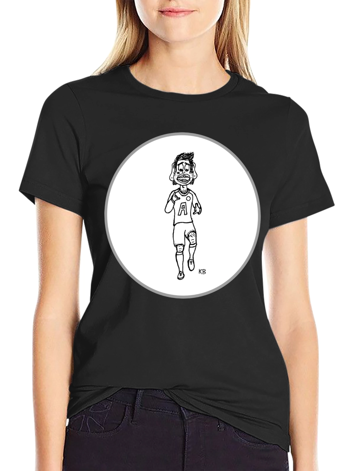Cartoon Character Tee - Black