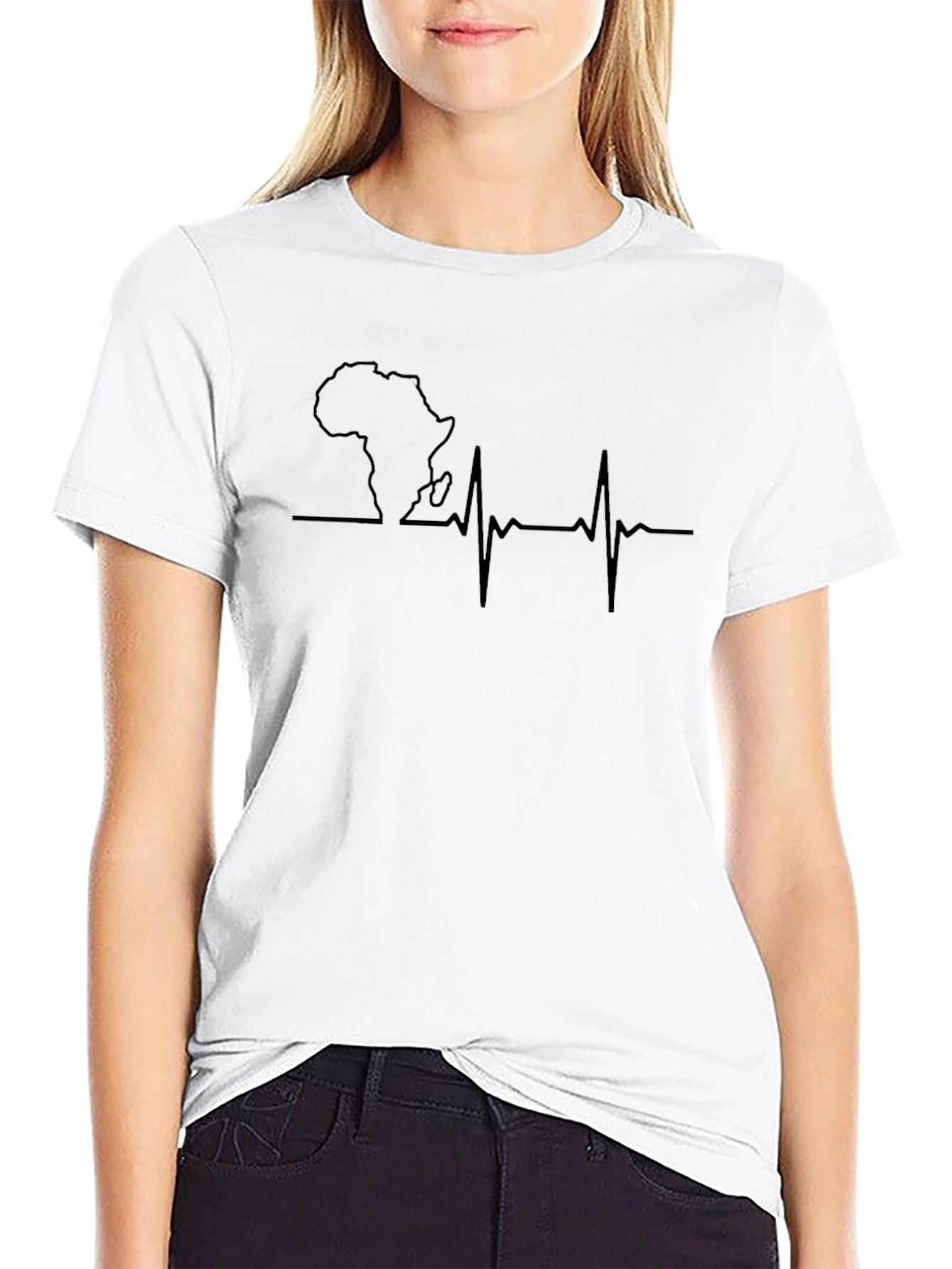 Africa Heartbeat Graphic Tee - Black