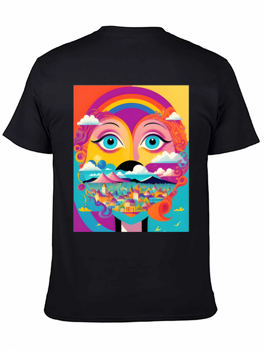 Vibrant Psychedelic Face Graphic T-Shirt