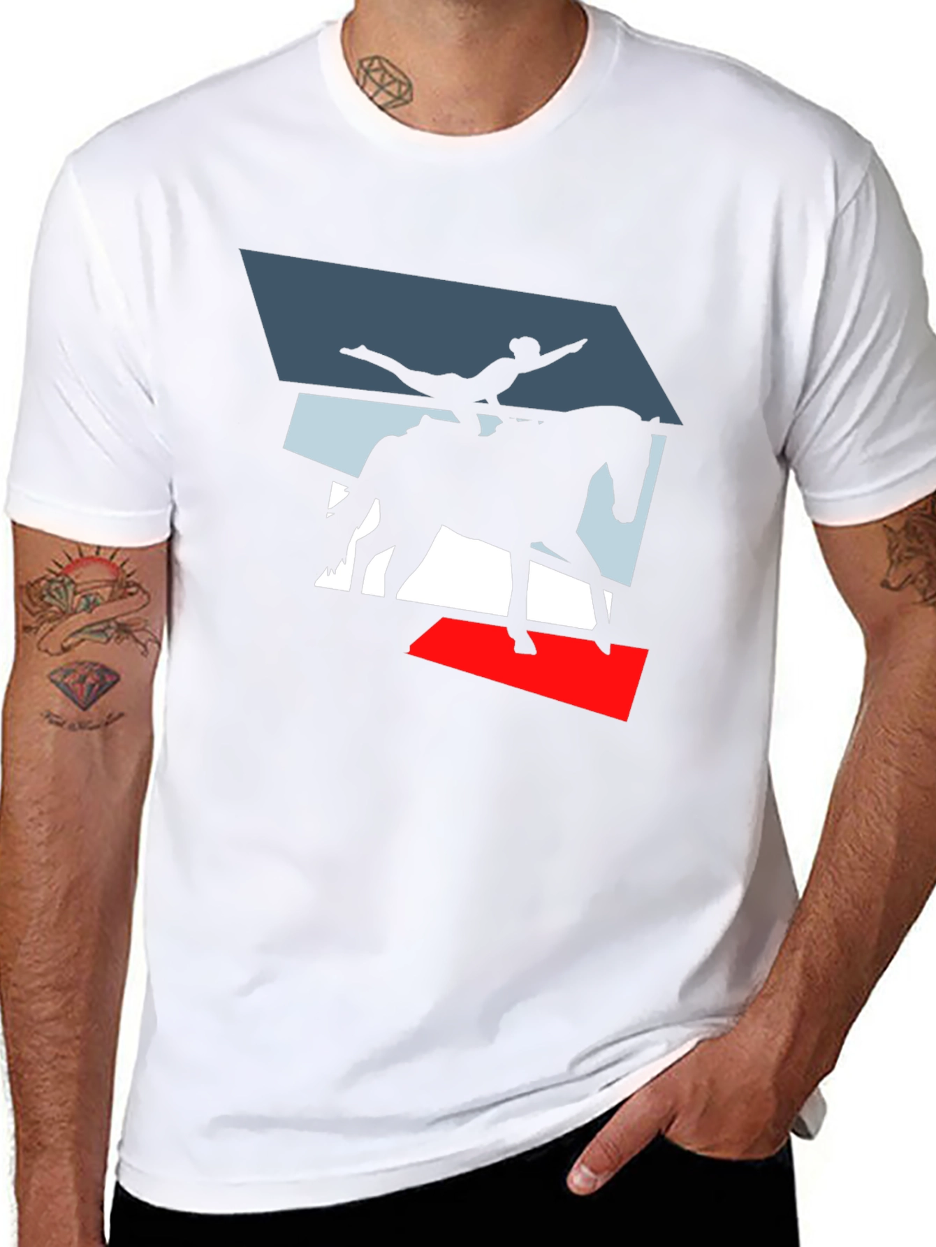 Vaulting Horse Graphic Tee - Black Cotton Blend