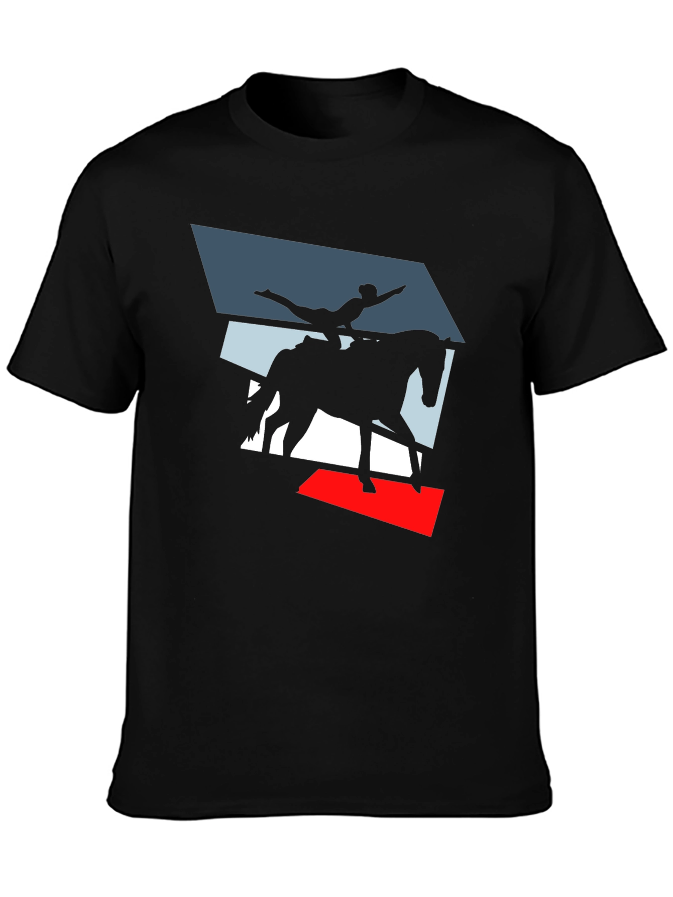Vaulting Horse Graphic Tee - Black Cotton Blend