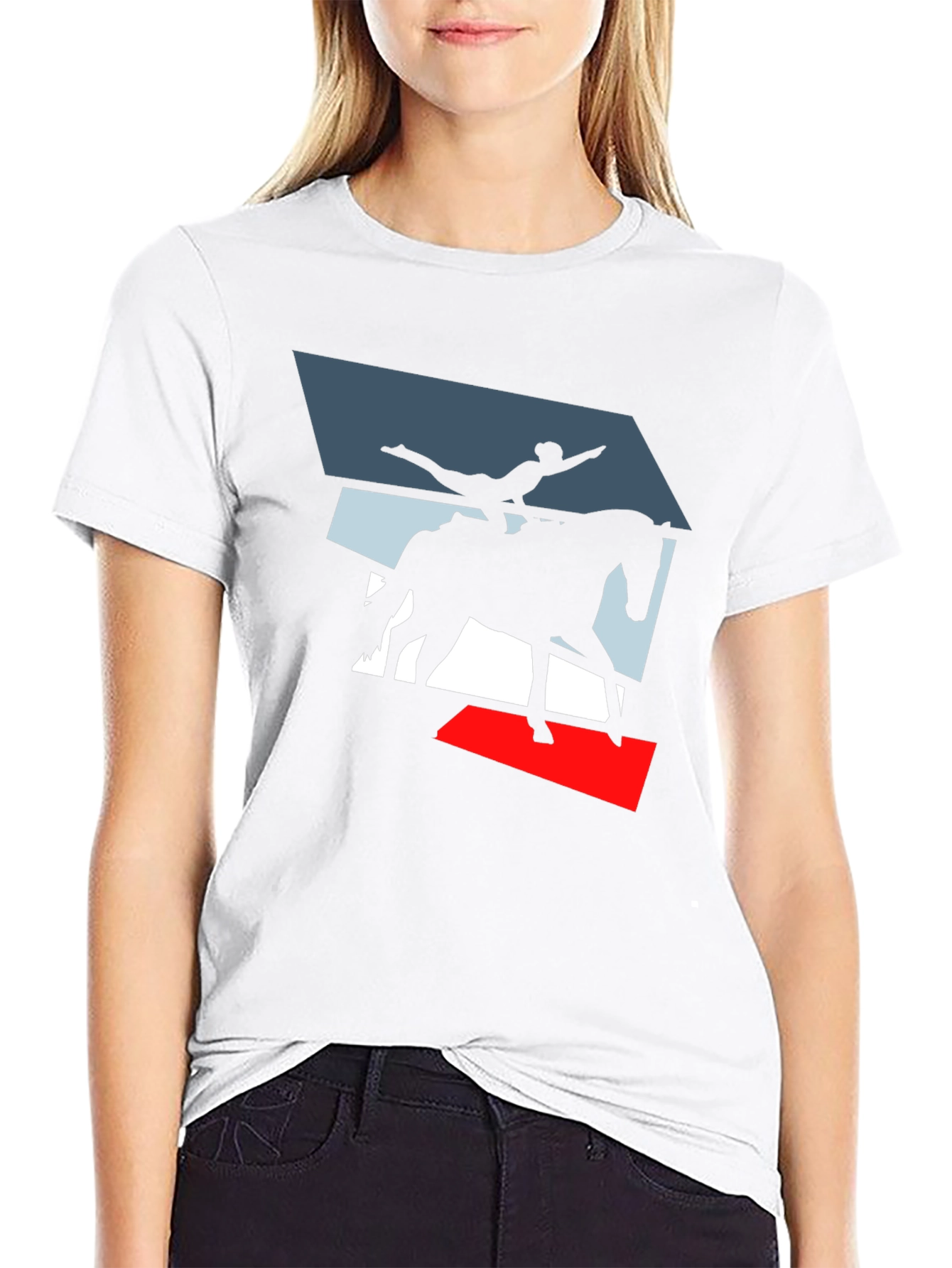 Vaulting Horse Graphic Tee - Black Cotton Blend