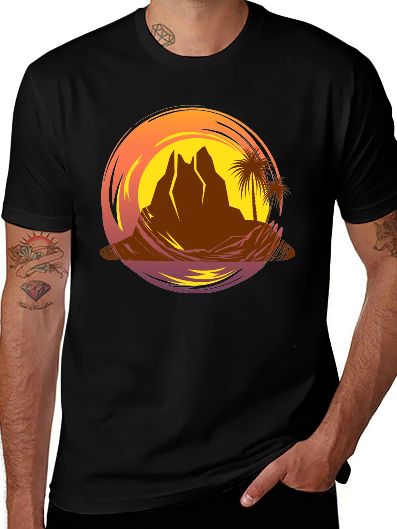 Sunset Desert Island T-Shirt - Graphic Tee