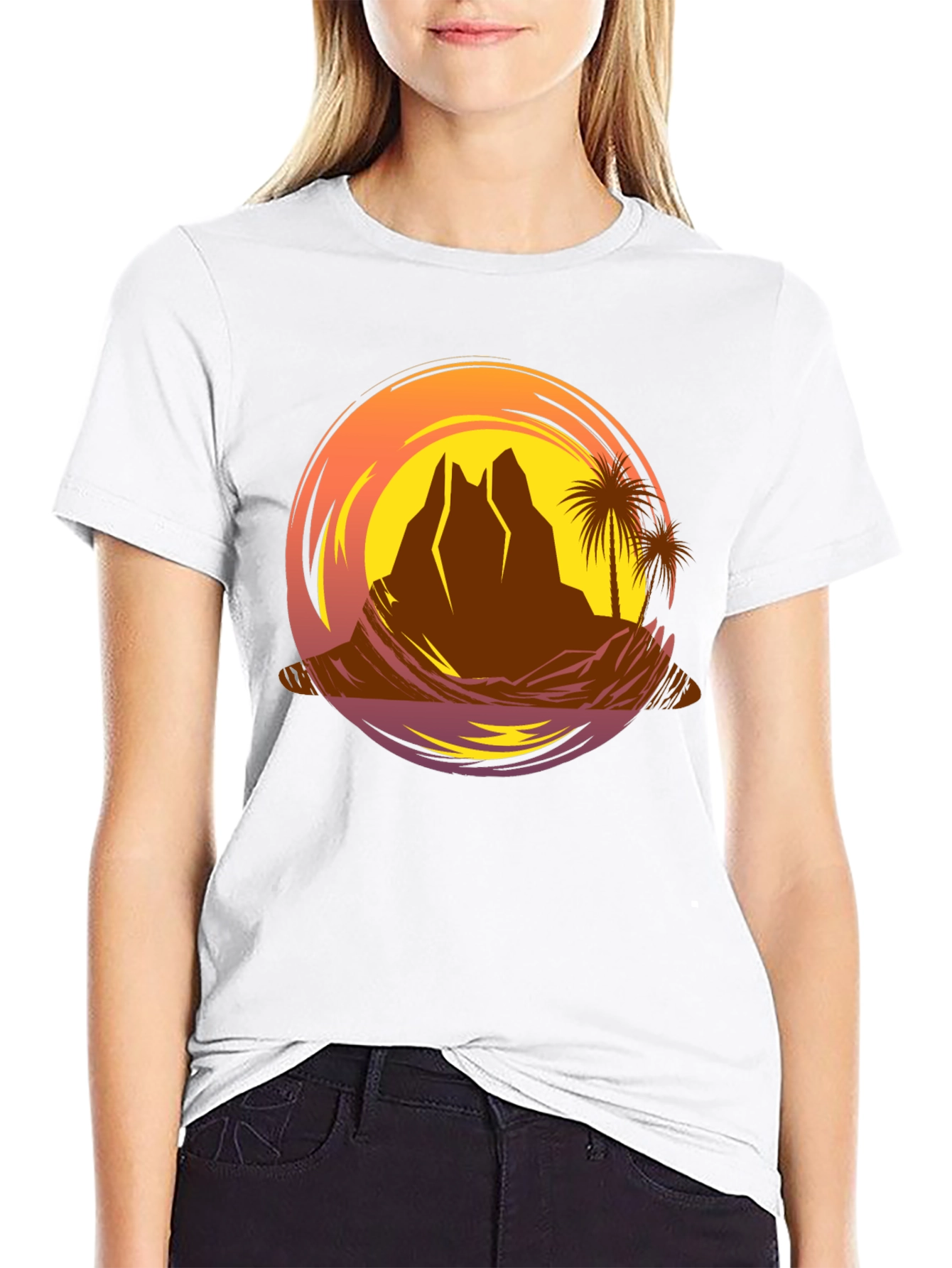 Sunset Desert Island T-Shirt - Graphic Tee