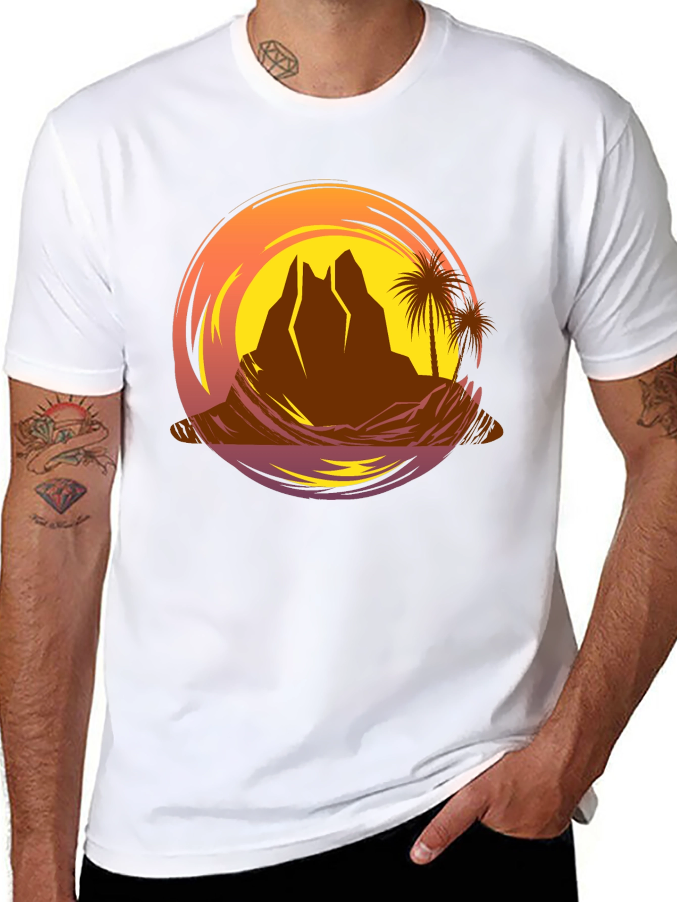 Sunset Desert Island T-Shirt - Graphic Tee