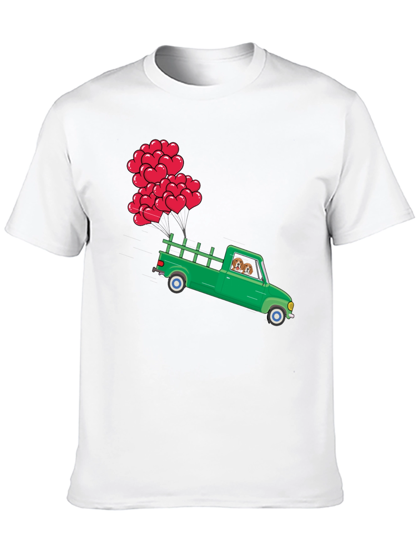 Truck with Heart Balloons Graphic Tee