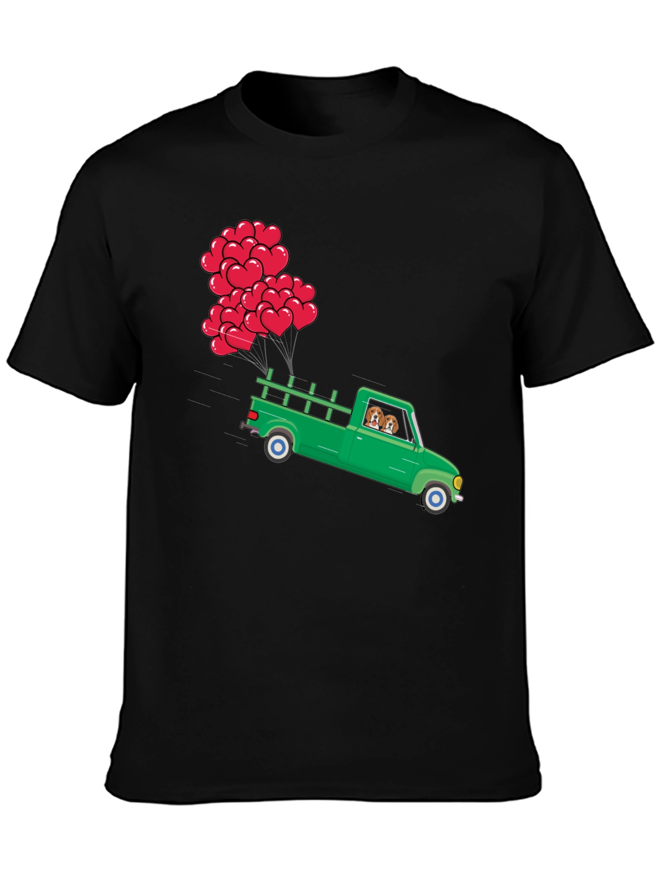 Truck with Heart Balloons Graphic Tee