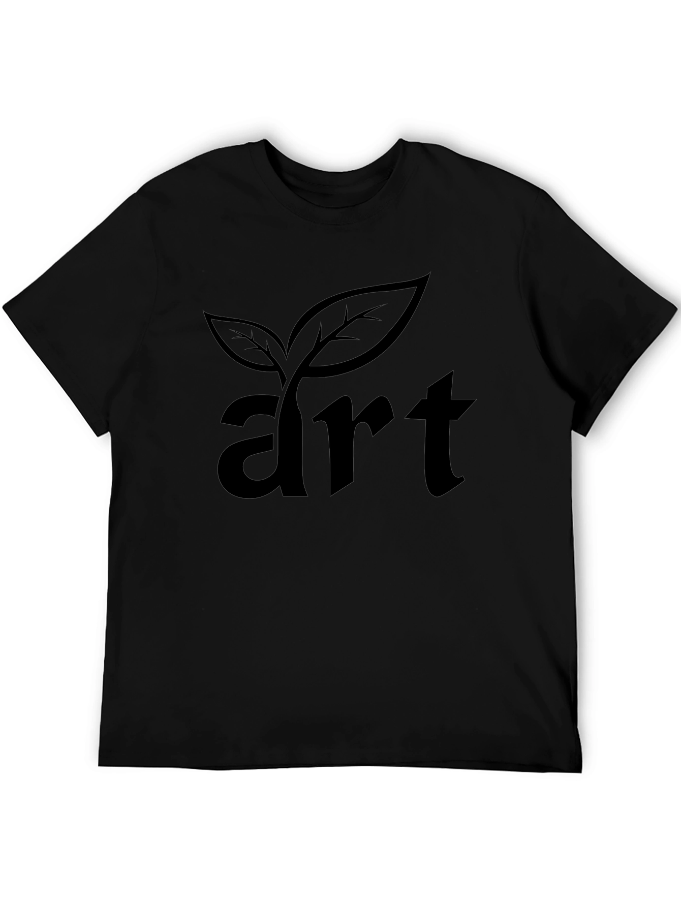 Art Plant Graphic Tee - Black Cotton Casual Shirt