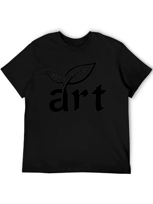 Art Plant Graphic Tee - Black Cotton Casual Shirt