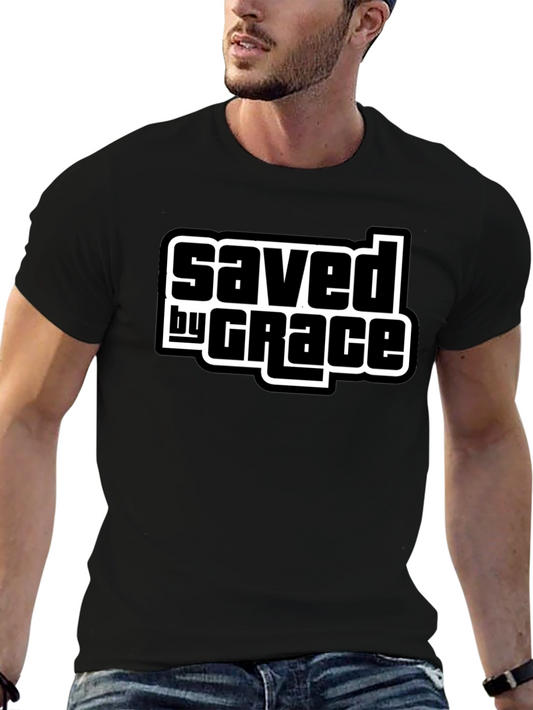 Saved by Grace Black T-Shirt - Christian Apparel