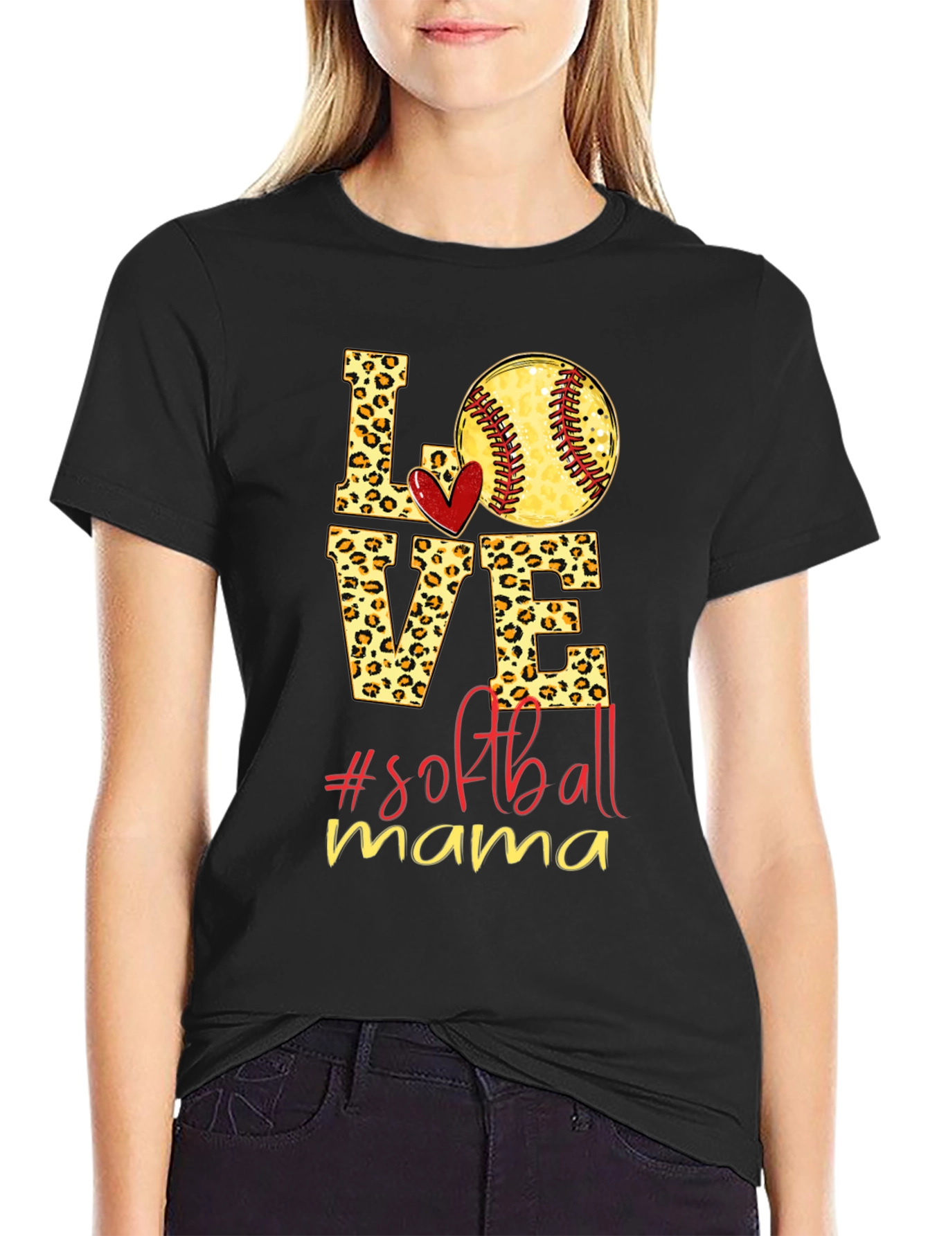 Softball Mama Leopard Print T-Shirt