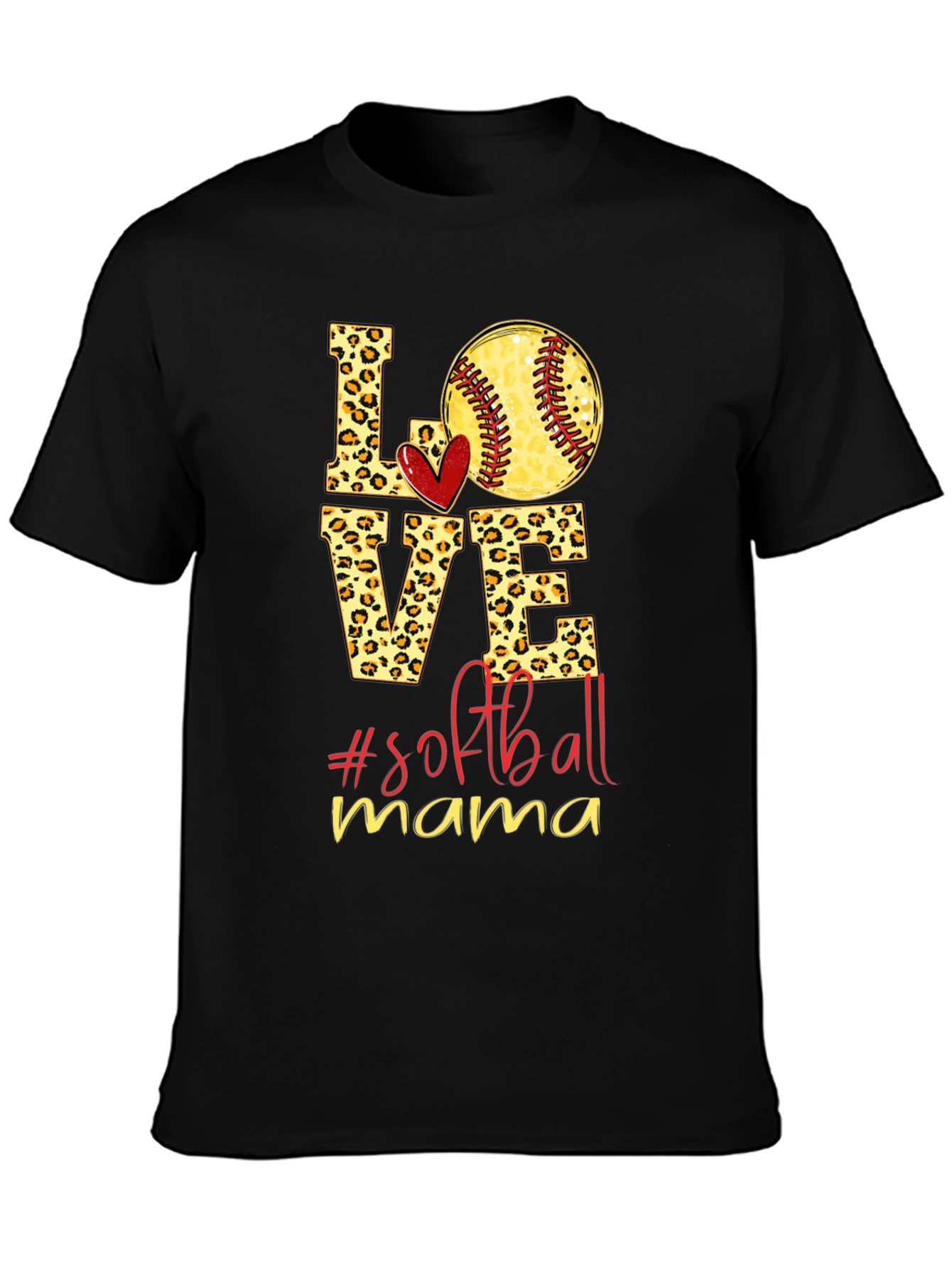 Softball Mama Leopard Print T-Shirt