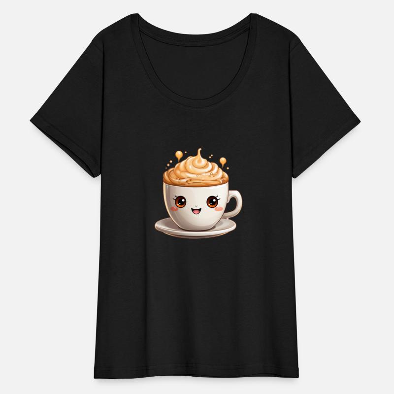 A lovable kawaii style coffee cup with eyes
