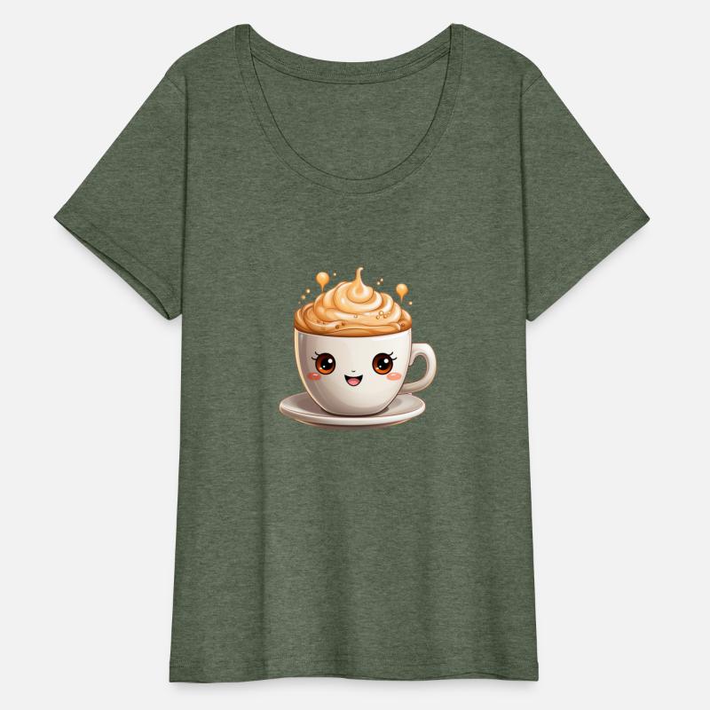 A lovable kawaii style coffee cup with eyes