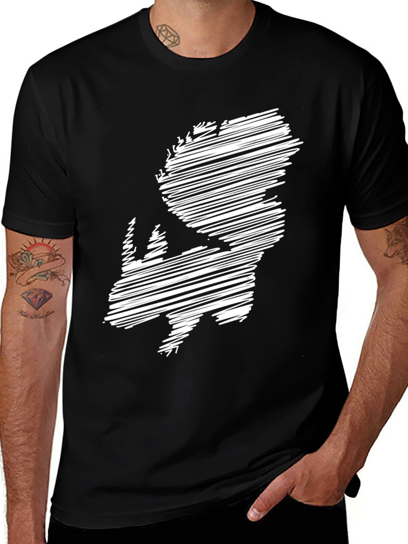 Abstract Rhino Graphic T-Shirt - Casual Wear