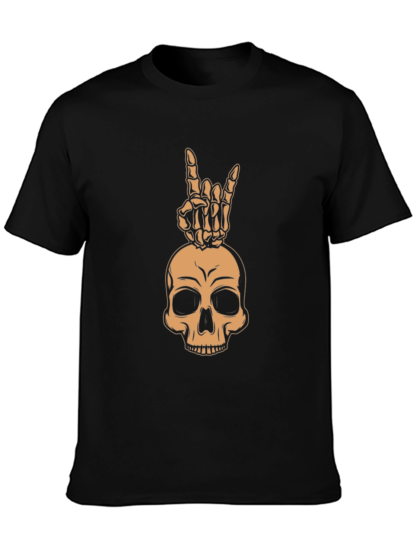 Skull & Hand Sign Graphic Tee - Rock On!
