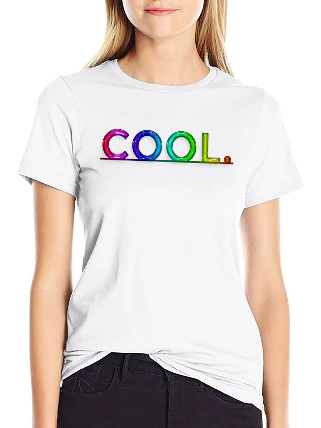 COOL Rainbow Graphic Black T-Shirt