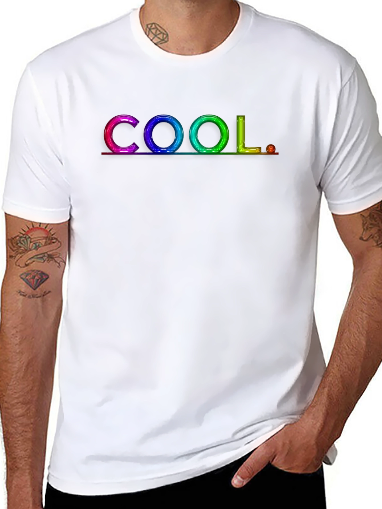 COOL Rainbow Graphic Black T-Shirt