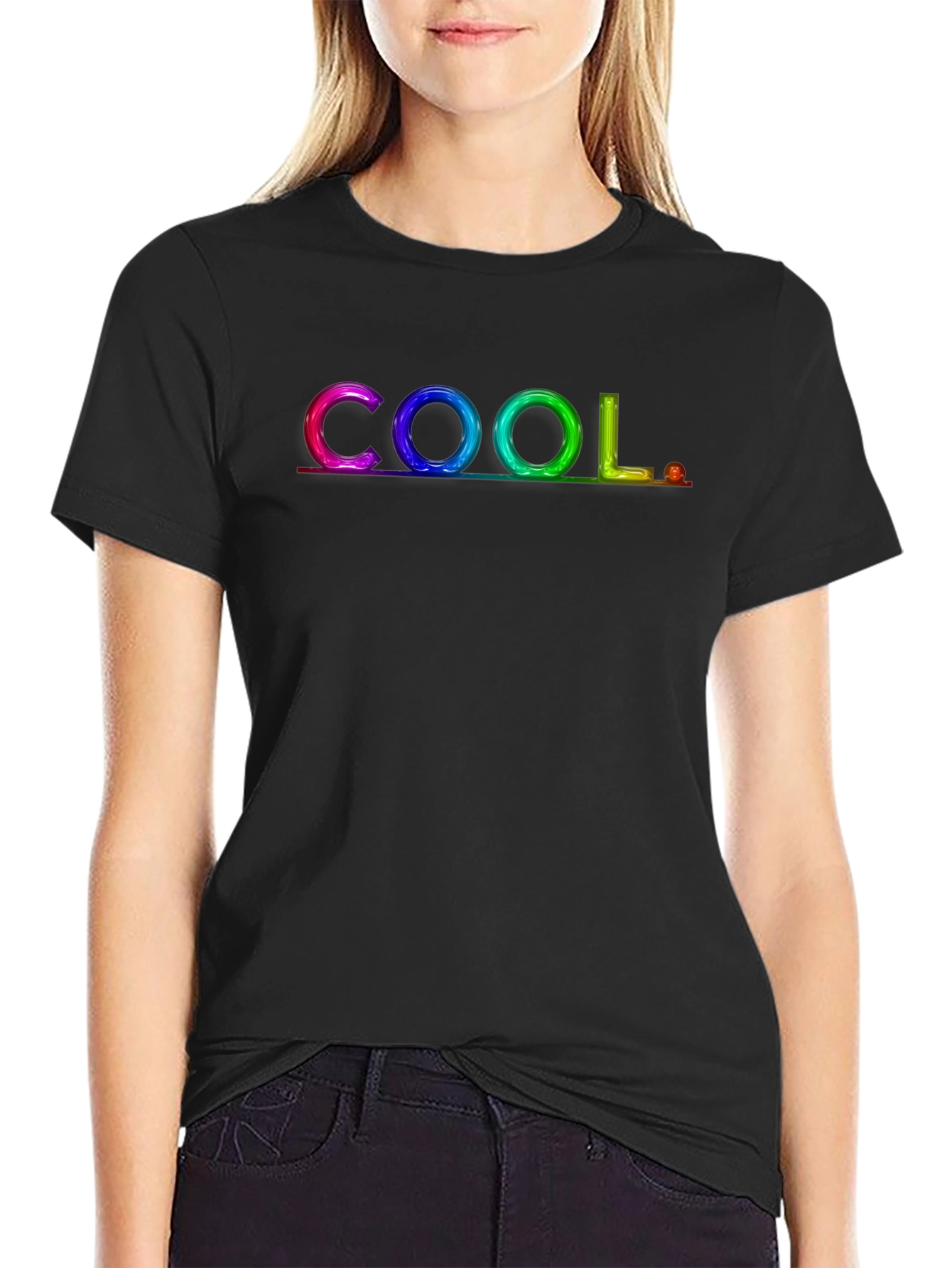 COOL Rainbow Graphic Black T-Shirt