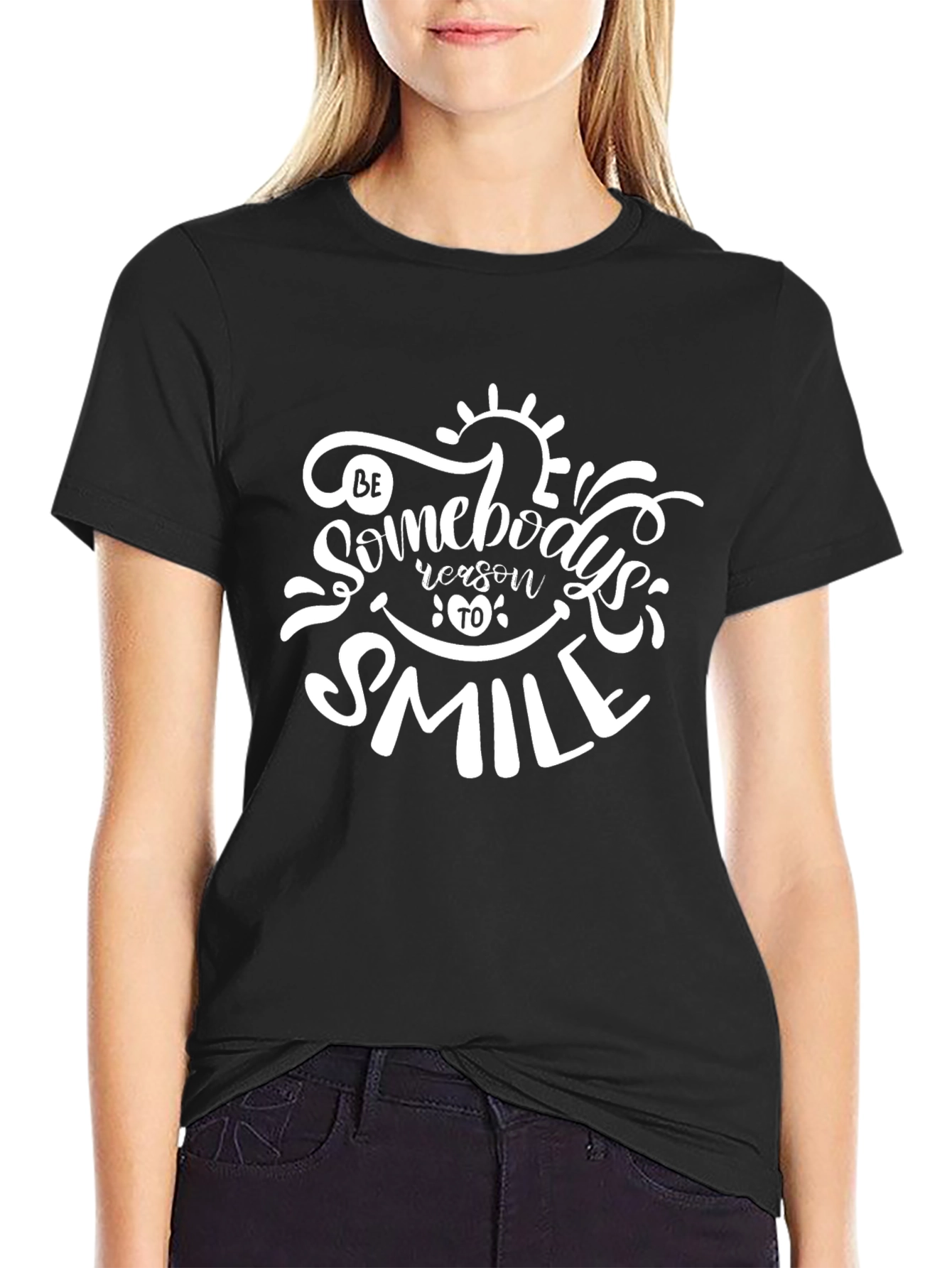 Be Somebodys Reason to Smile Black Tee