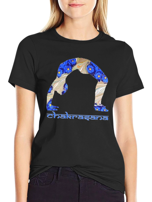 Chakrasana Yoga Pose Graphic T-Shirt - Black