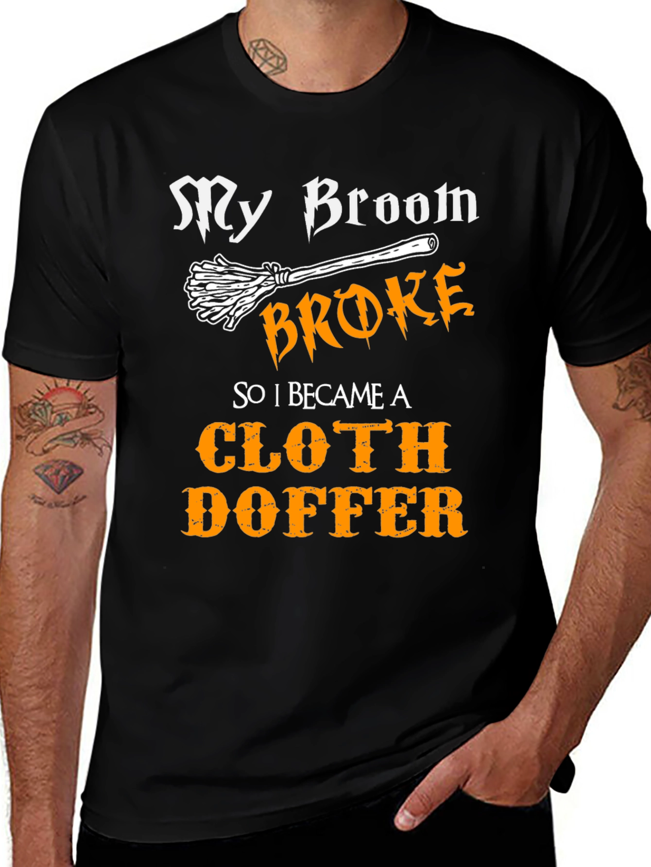 Cloth Doffer T-Shirt - My Broom Broke Halloween Tee
