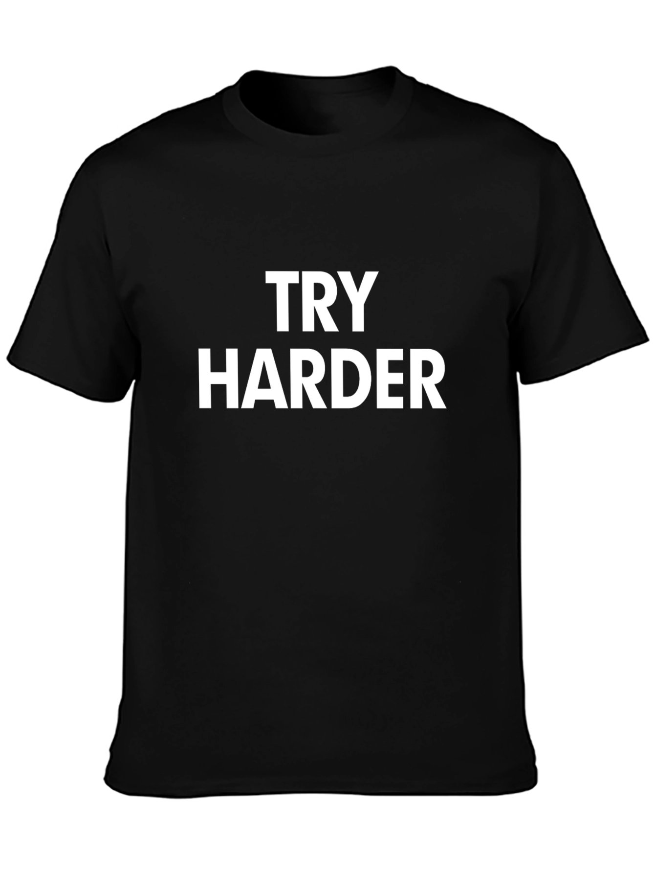 Try Harder Graphic Tee - Motivational Black T-Shirt