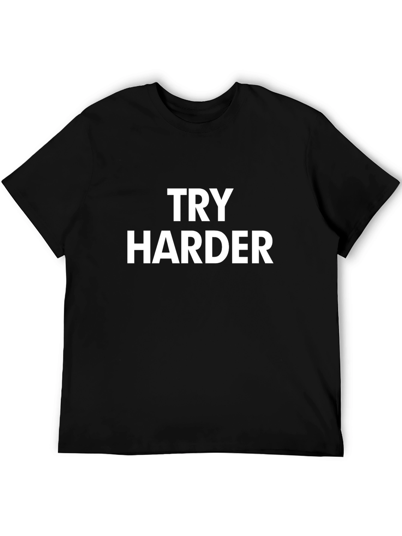 Try Harder Graphic Tee - Motivational Black T-Shirt