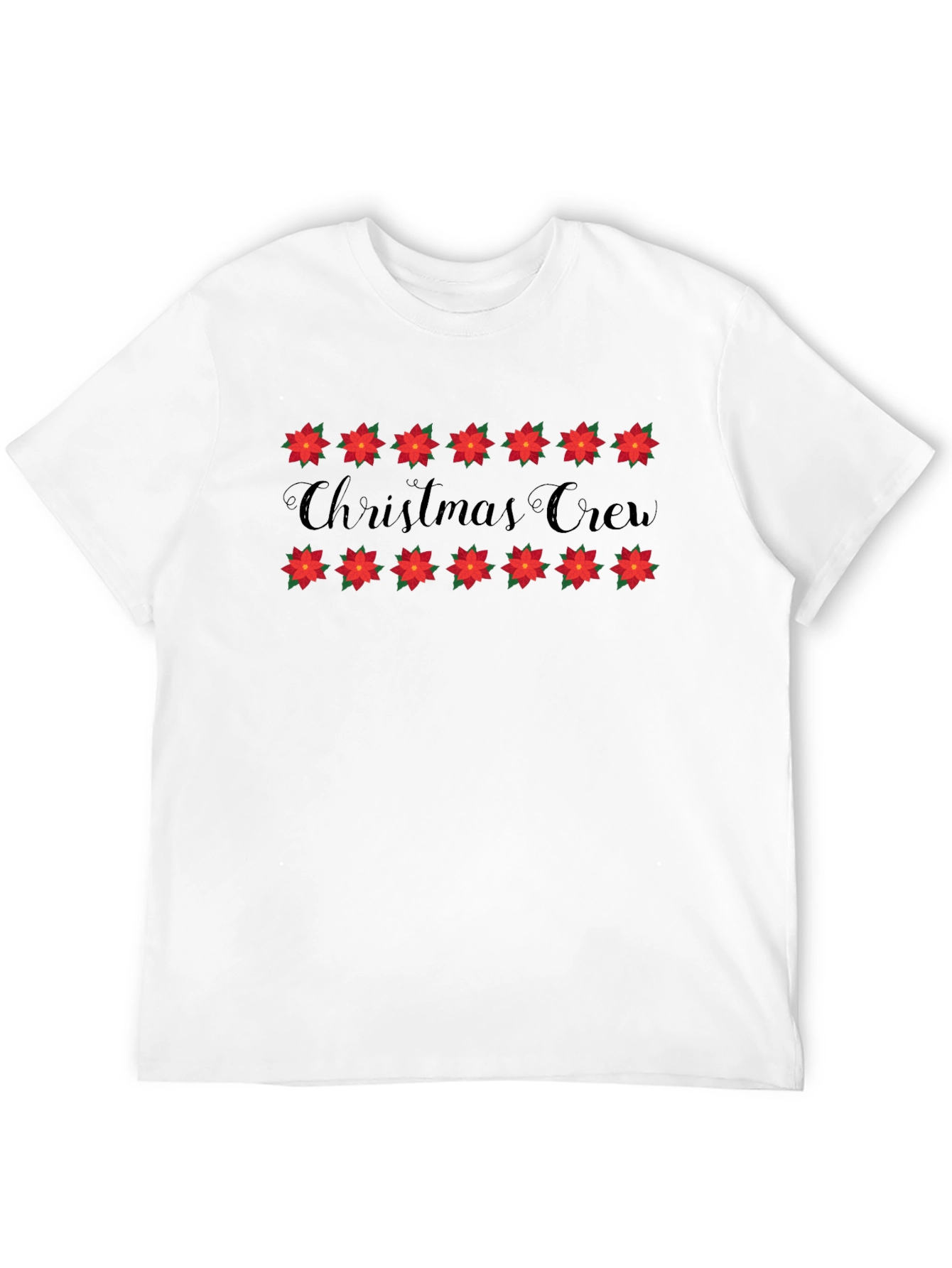 Christmas Crew T-Shirt - Holiday Poinsettia Design