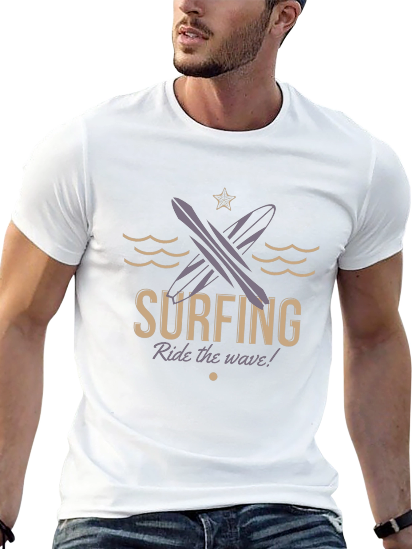 Surfing Ride the Wave Black T-Shirt