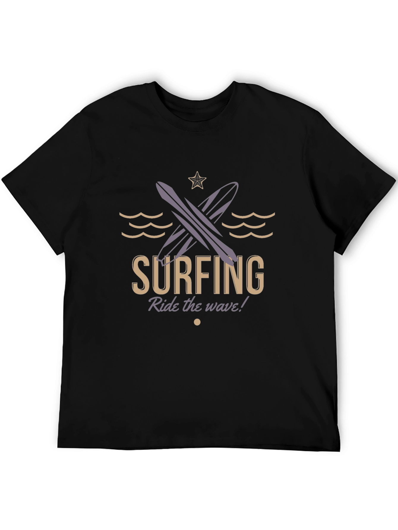 Surfing Ride the Wave Black T-Shirt