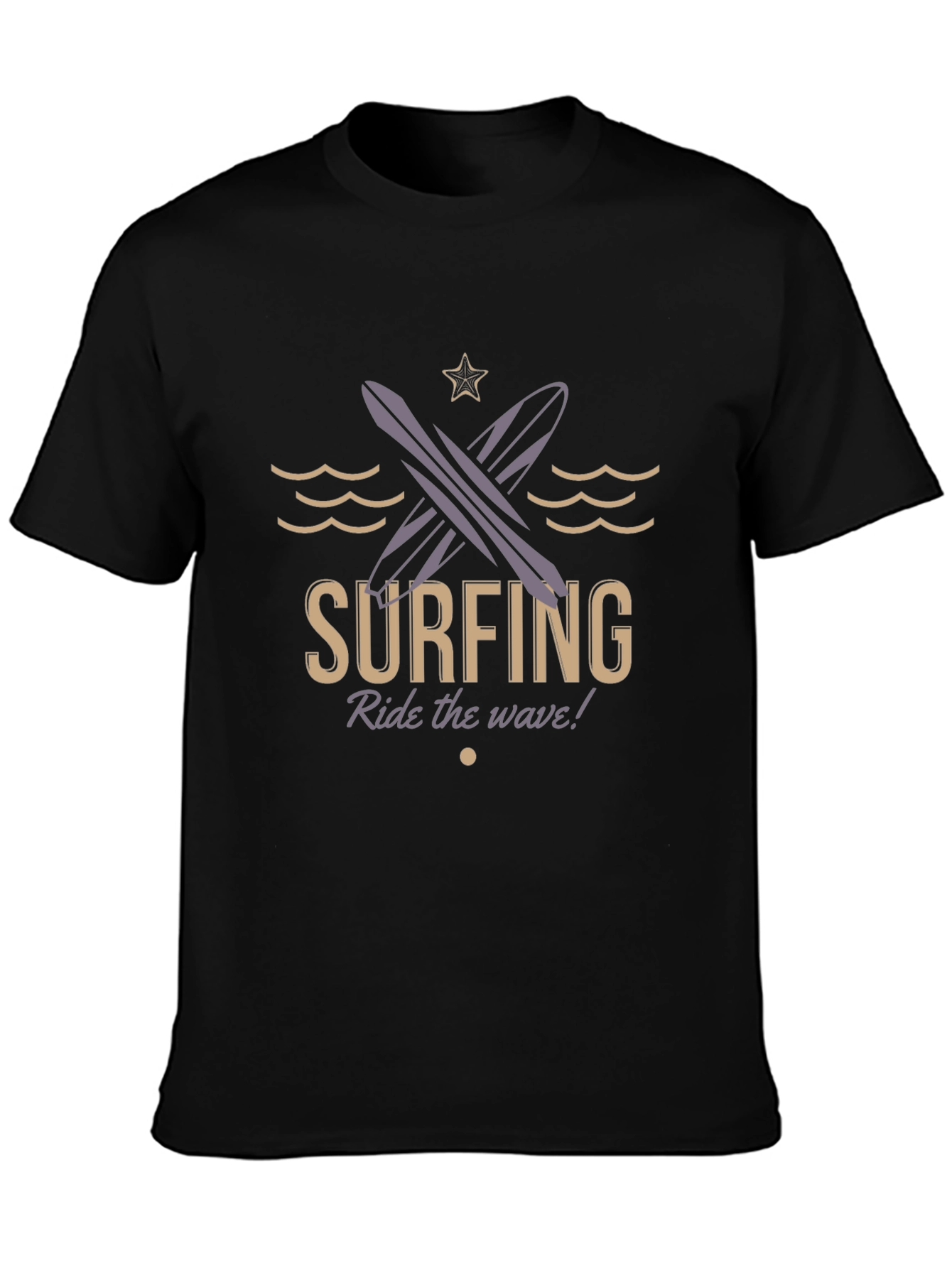 Surfing Ride the Wave Black T-Shirt