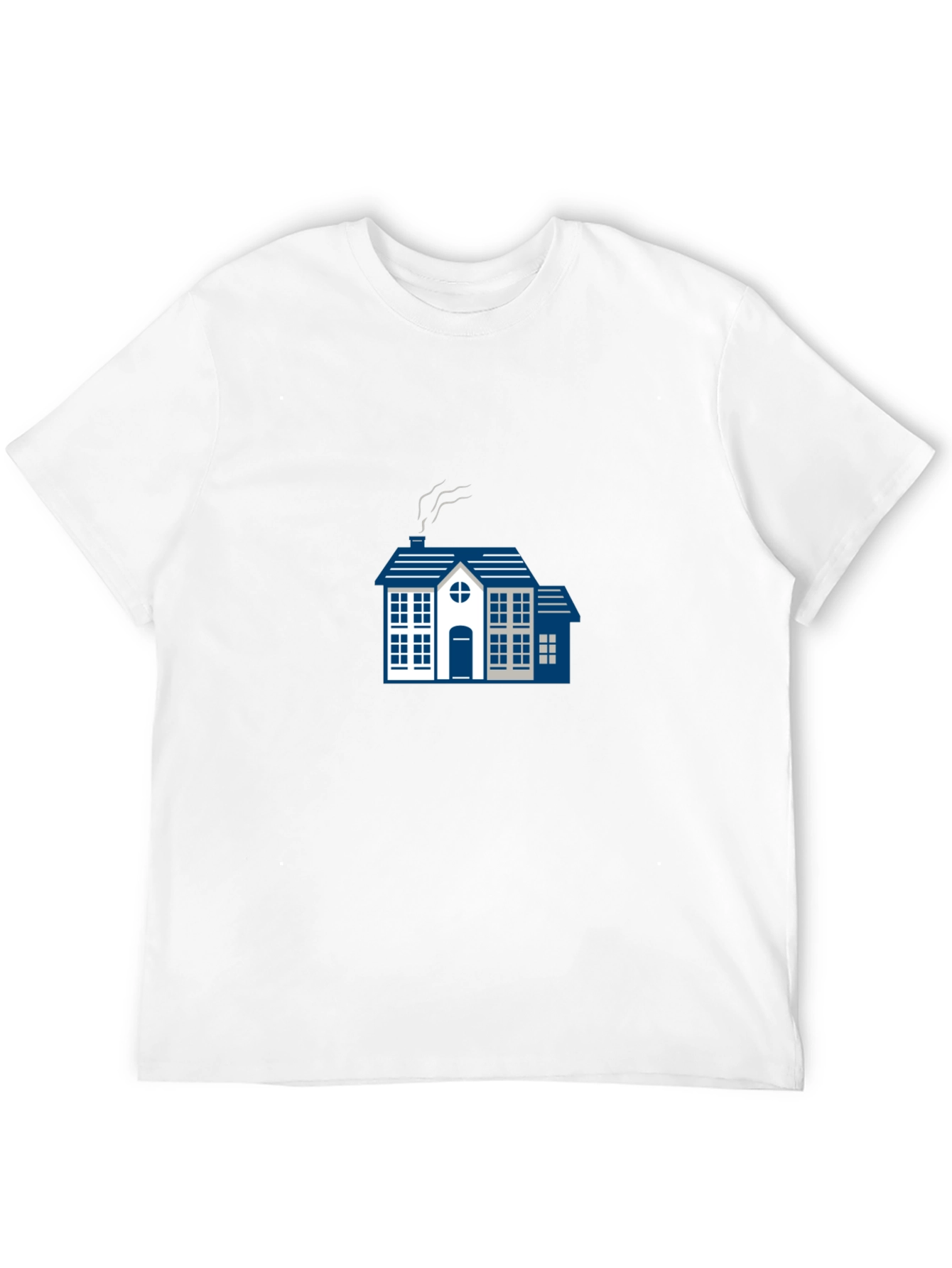 Stylish Black Tee with Blue House Graphic