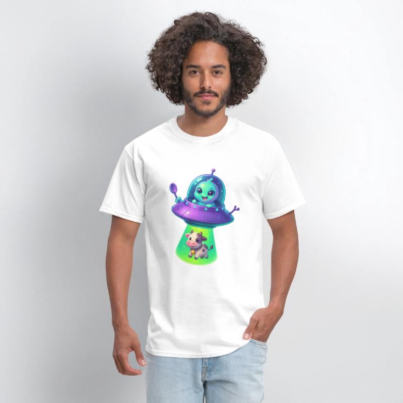 Adorable Alien Abduction Cartoon – Cute UFO & Cow