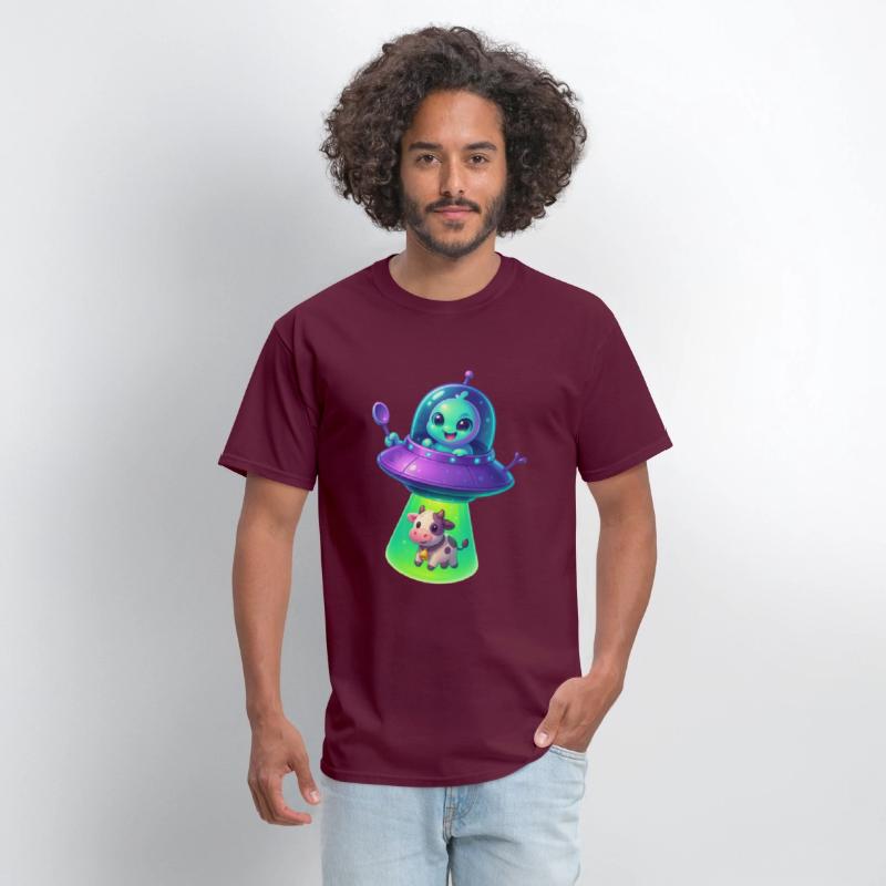 Adorable Alien Abduction Cartoon – Cute UFO & Cow