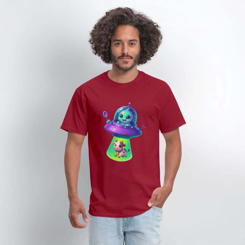 Adorable Alien Abduction Cartoon – Cute UFO & Cow