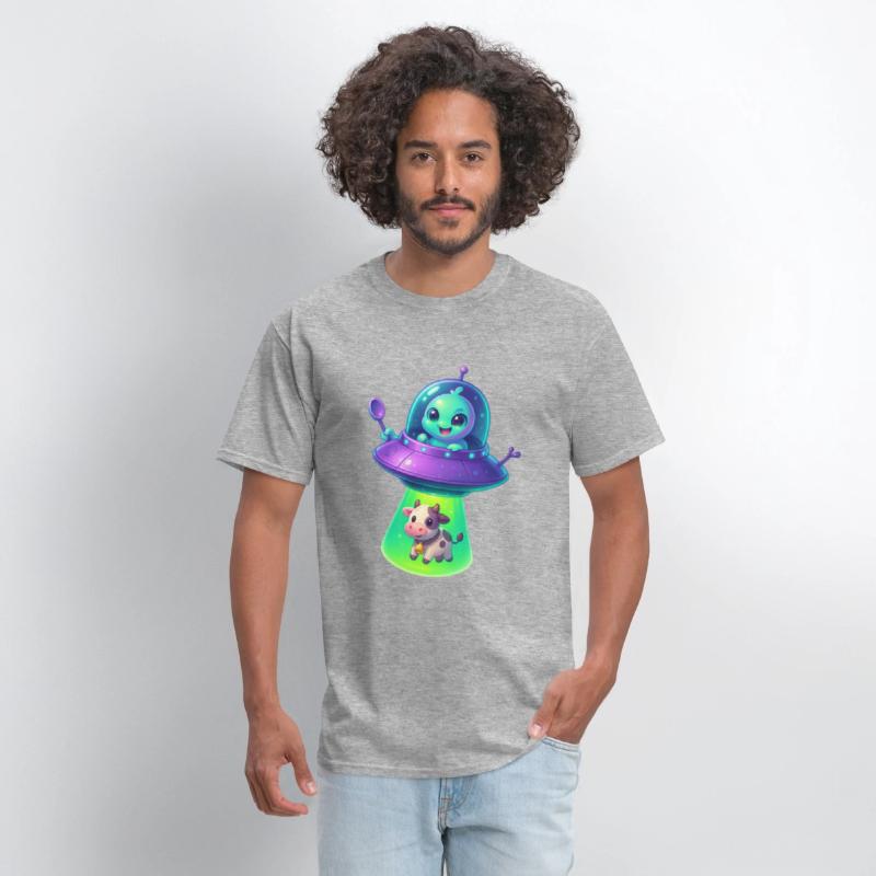 Adorable Alien Abduction Cartoon – Cute UFO & Cow
